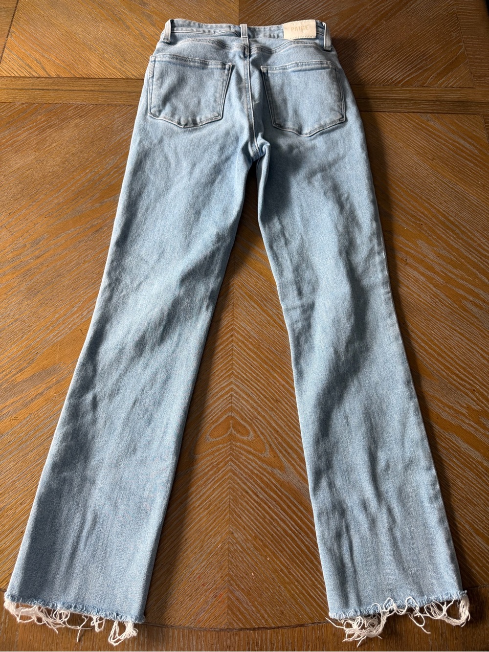 PAIGE Accent High Rise Ankle Straight Jeans Raw Hem Light Wash 27 - Picture 3 of 8